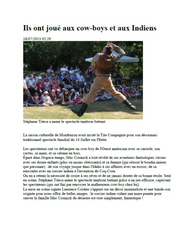 Fantastique Mc Cormick - Article de presse